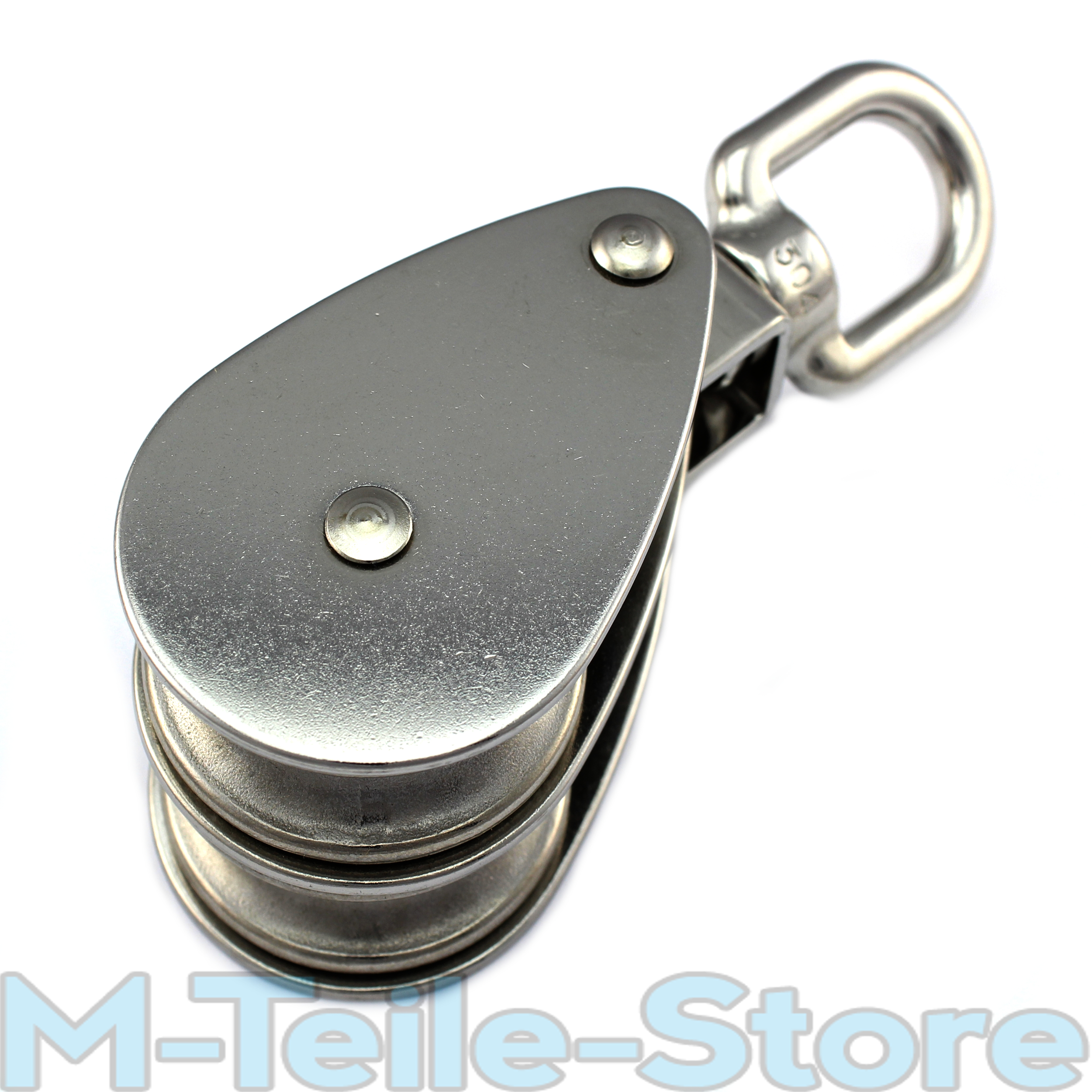 Edelstahl Blockseilrolle 50mm Seilrolle doppelte Umlenkrolle Drahtseil Stahlseil