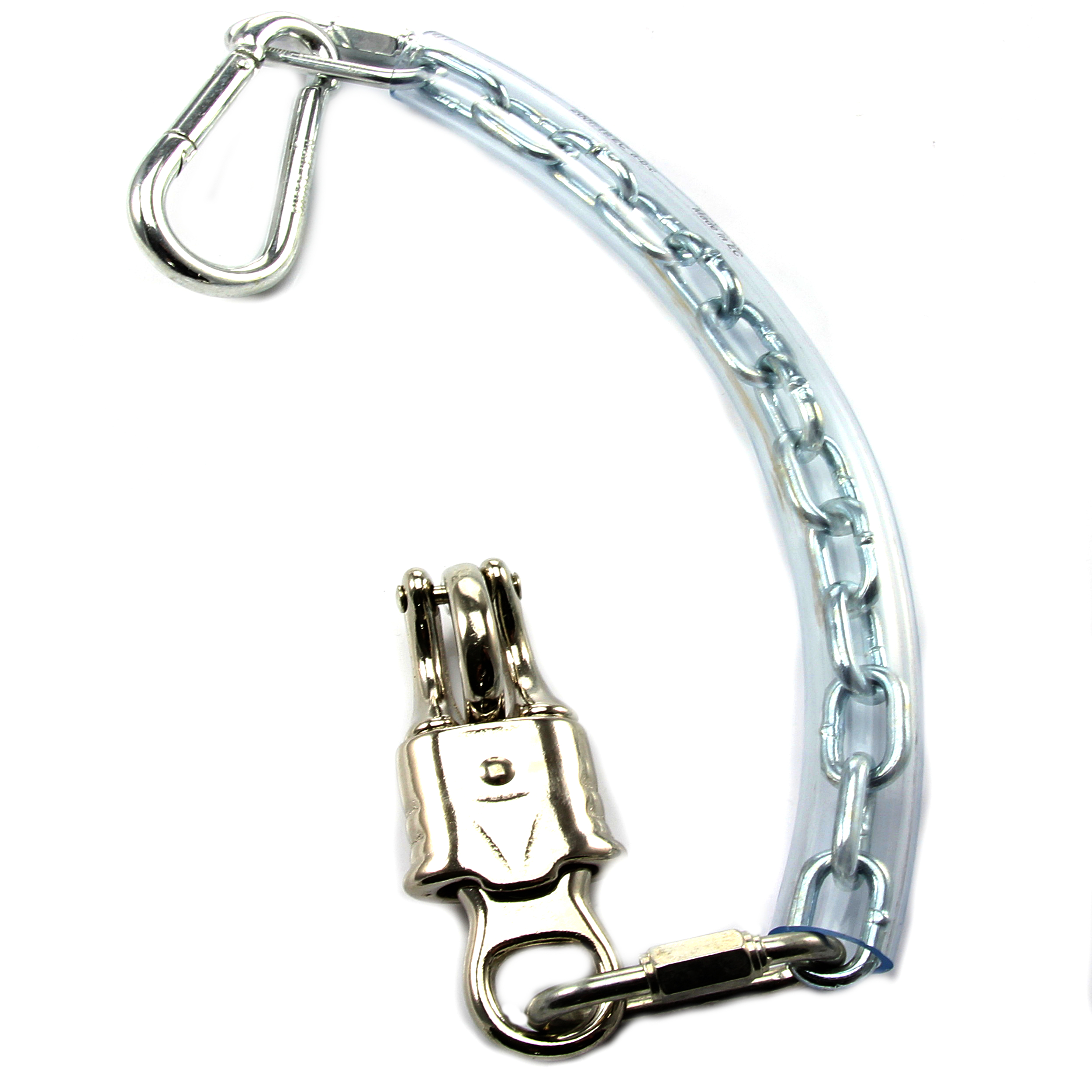 Anbindekette 120cm ummantelt Panikhaken Karabiner Kette PVC-Überzug