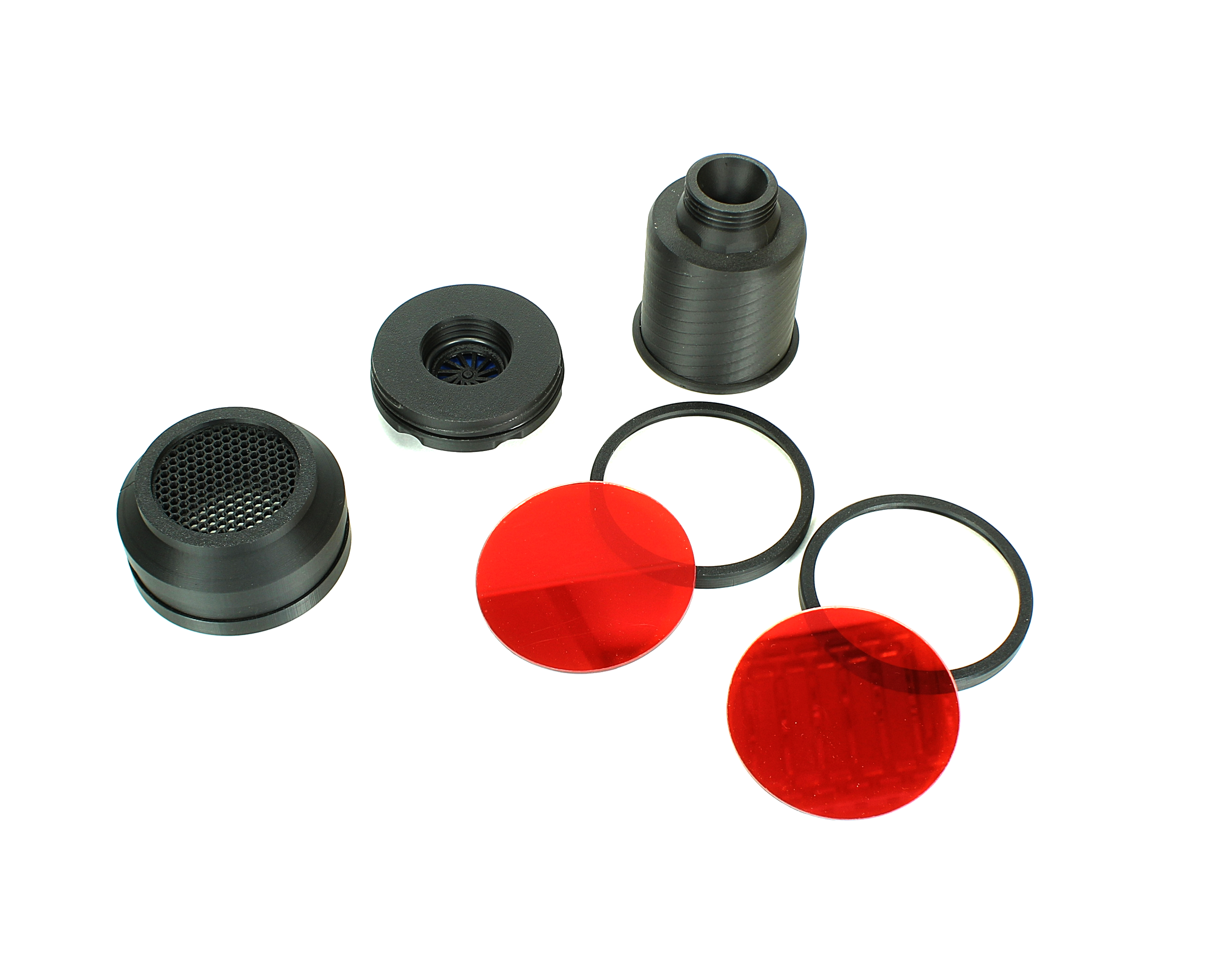 S10 Gasmasken-Upgrade-Kit „Söldner / Endzeit“ mit RD40-Adapter & roten Linsen und Filter