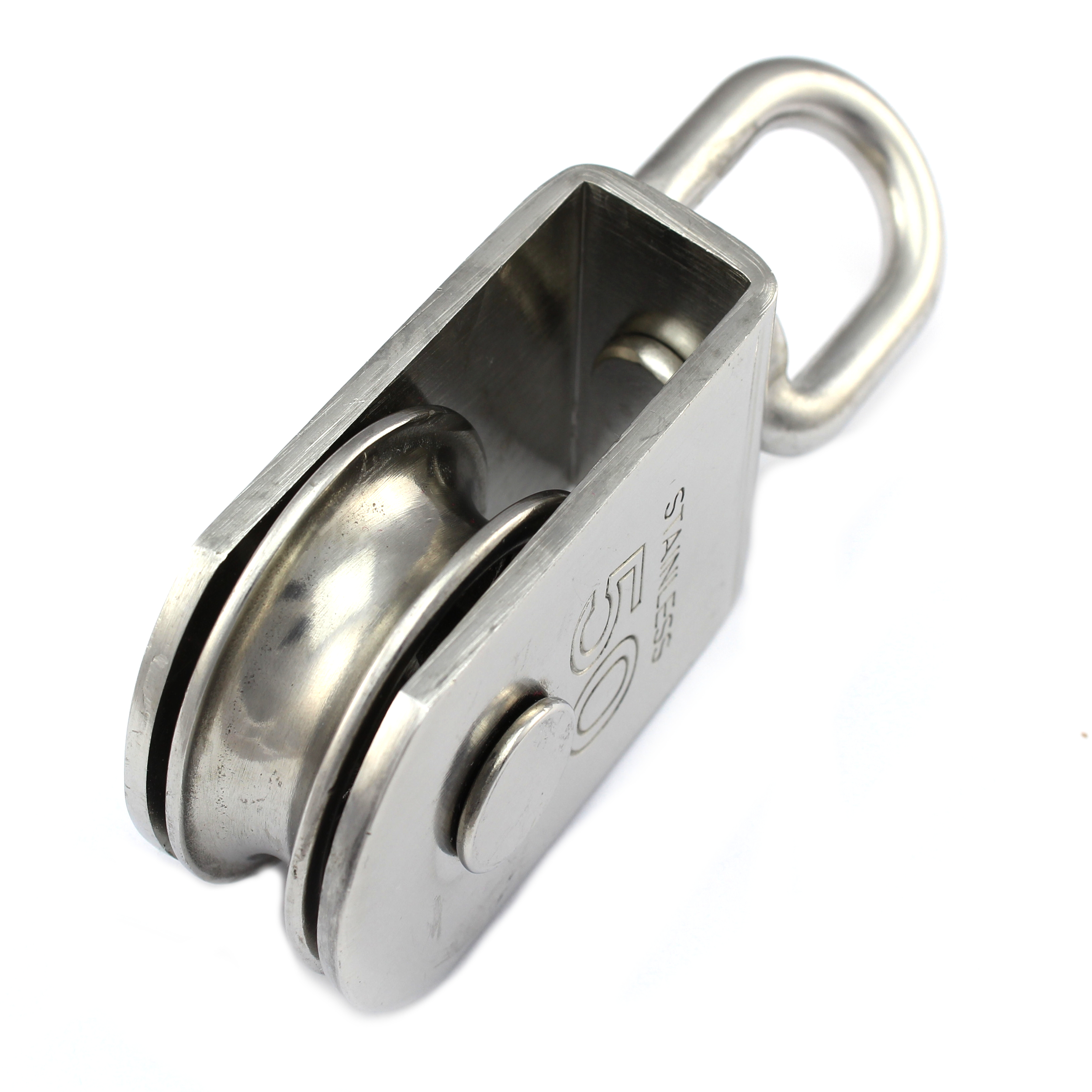 Block mit Edelstahlrolle 50mm drehbarem Wirbel V2A Sinterbronze Buchse