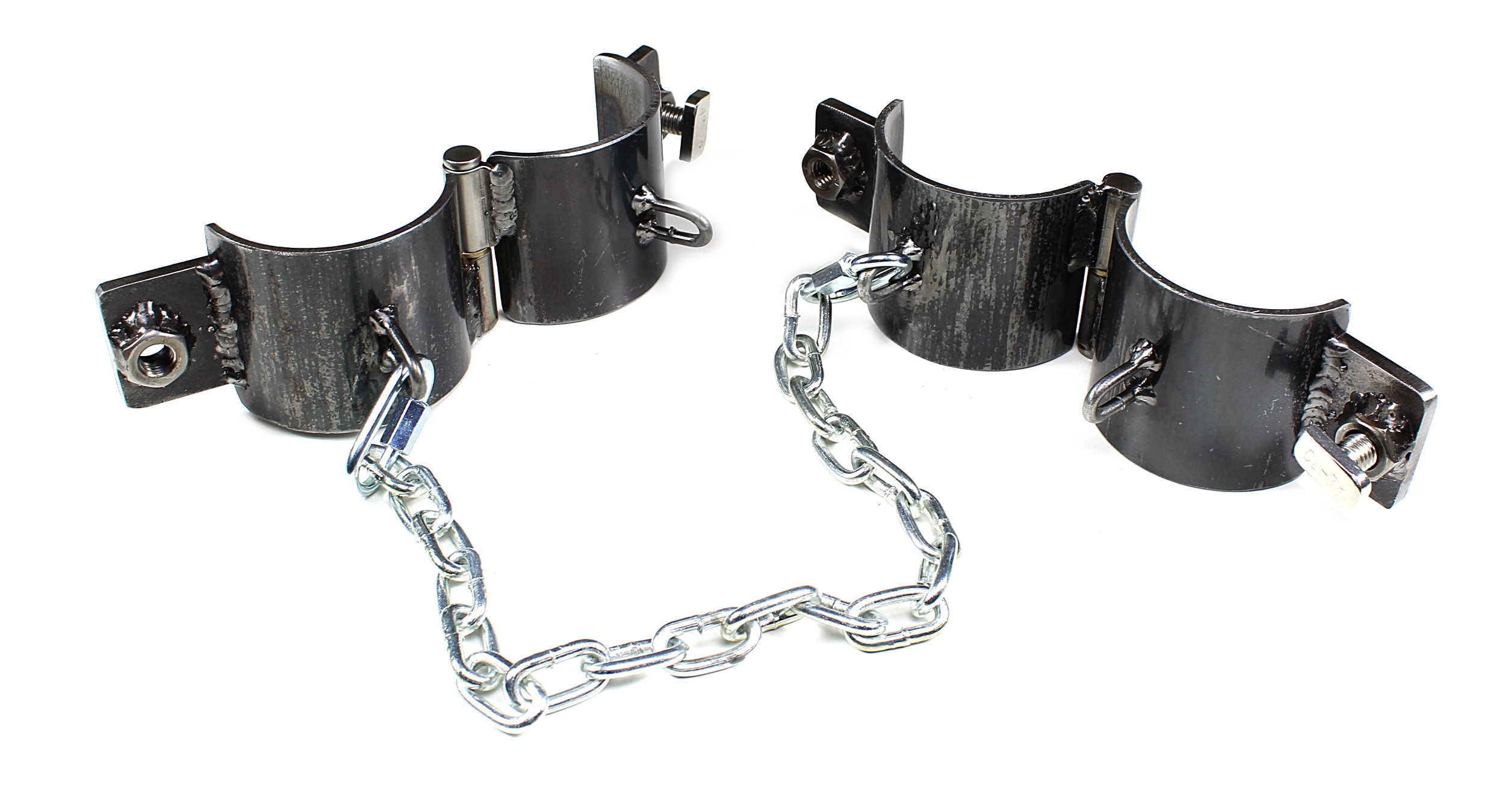 2er Set Eisenfesseln 71mm mit Kette Handfessel BDSM SM Fußfessel Fessel Mittelalter Bondage