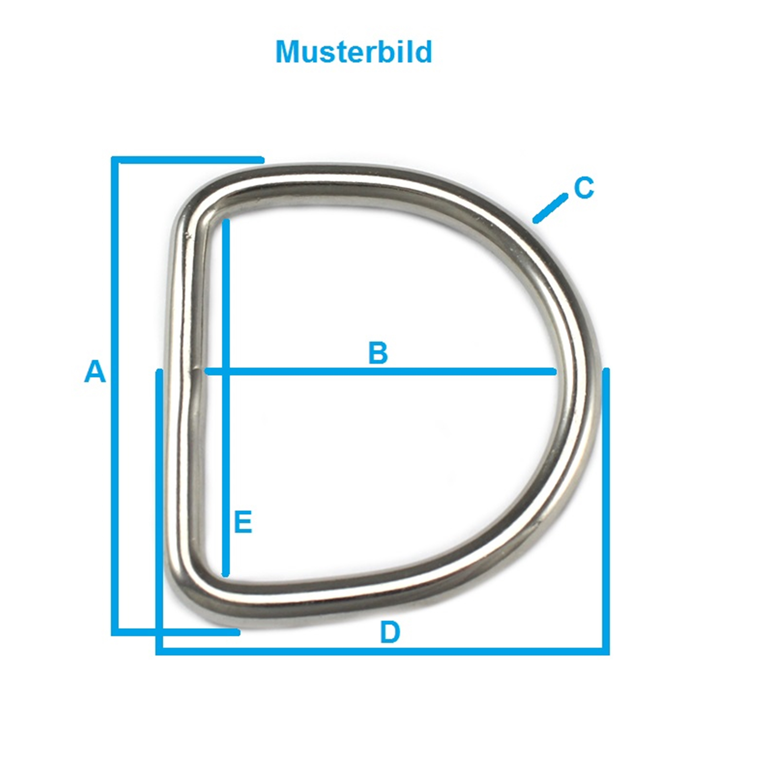 5 D-Ringe / Halbringe 26 x 5mm 1 Zoll Rein Messing D-Ring