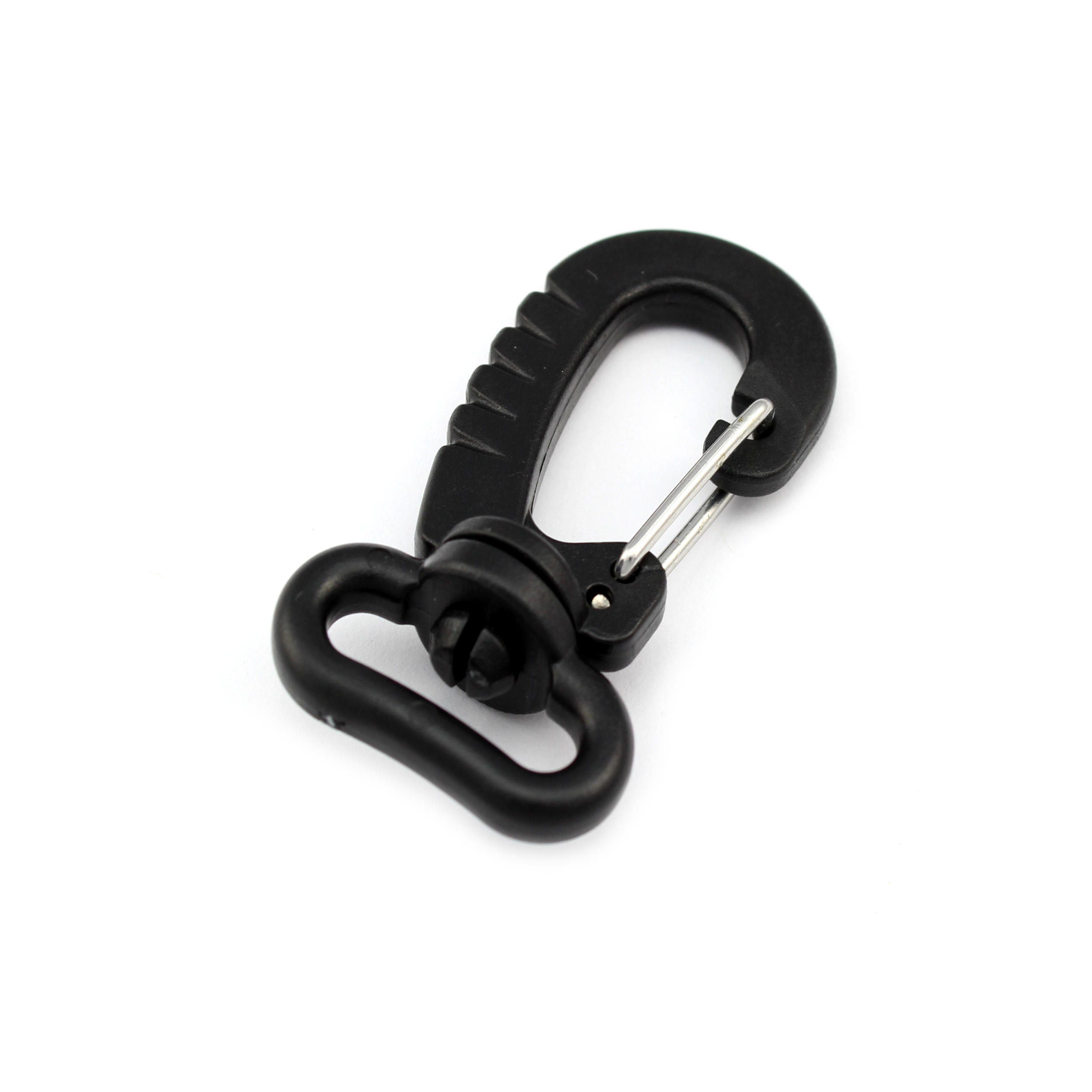 10 Karabiner mit Wirbel Gurtbreite 20mm 54x28mm Kunststoff Schnapphaken Haken