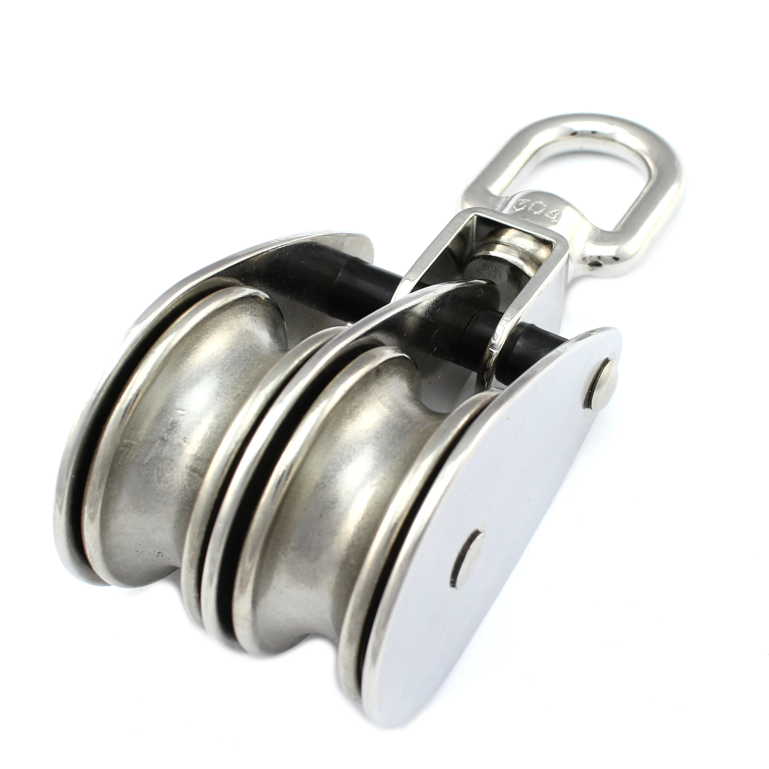 Edelstahl Blockseilrolle 50mm Seilrolle doppelte Umlenkrolle Drahtseil Stahlseil
